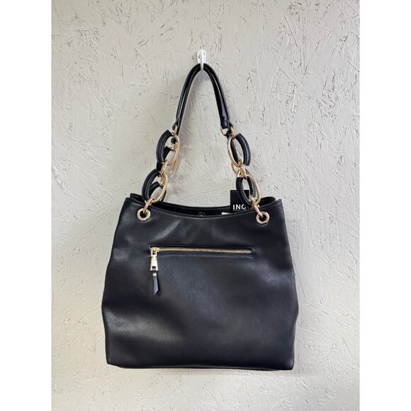 INC International Concepts Trippii chain strap tote shoulder bag - BLACK - Picture 5 of 8